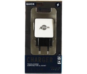 Зарядний пристрій 220В / USB, Quick Charge,  Outpt:DC 5V=2.4А, DC 9V=1.8A DC 12V=1.5A чорний