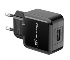 Зарядний пристрій Grand-X CH-03B USB 5V 2,1A USB (CH-03B) Black з захистом від перенавантажень