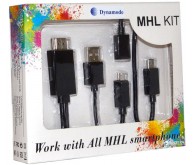 Кабель мультимедійний MHL Micro USB 5Pin & 11Pin to HDMI Dynamode (MHL-HDMI-UNI black) MHL, HDMI